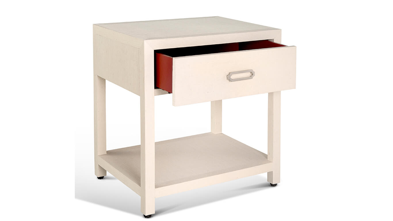 raffia nightstand in Natural with drawer open