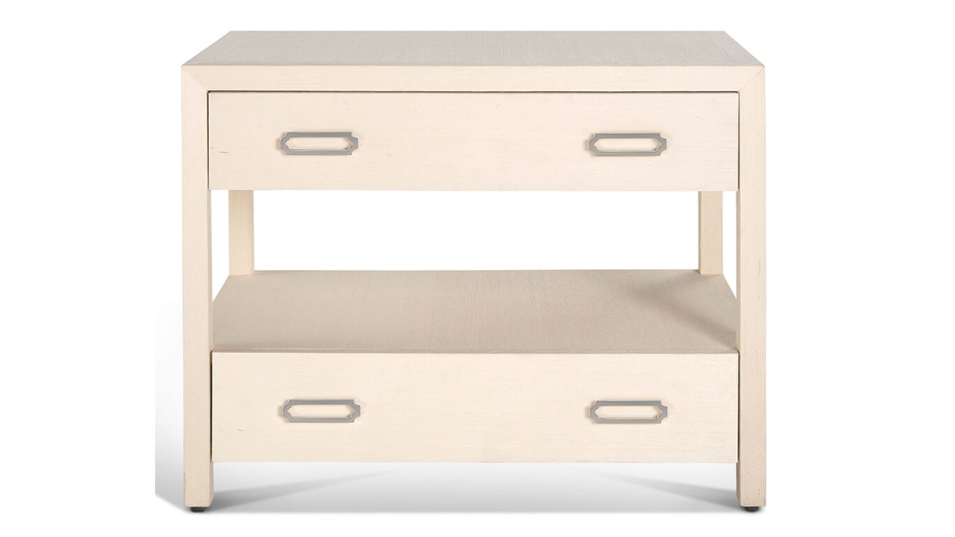 raffia two drawer nightstand  in natural colour front view