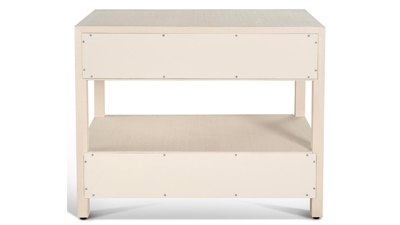 raffia two drawer nightstand in natural colour back view