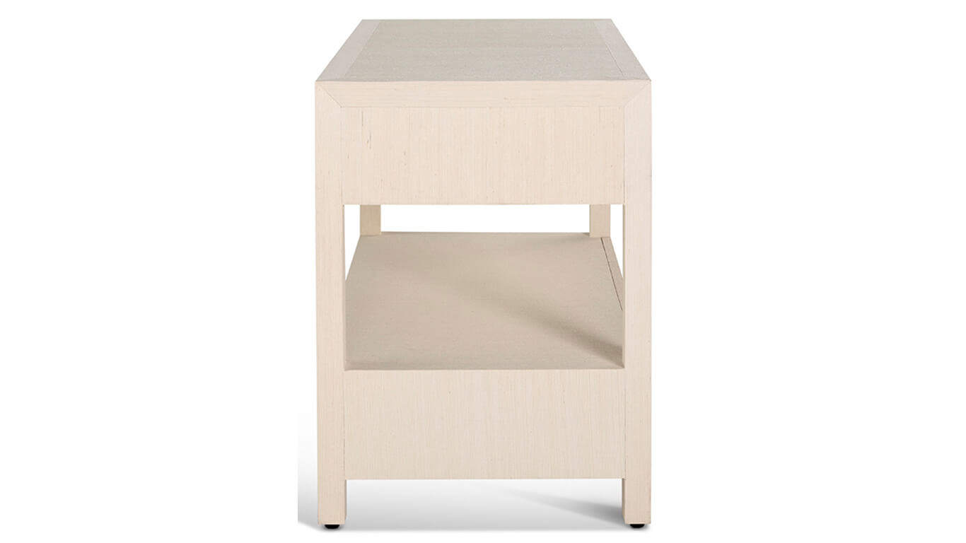 raffia two drawer nightstand in natural colour, side view