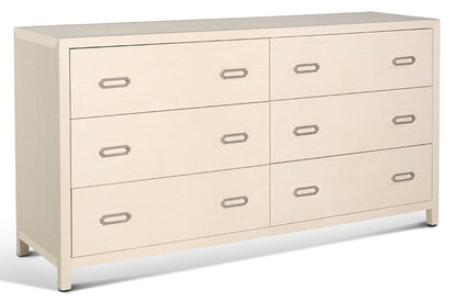 raffia six drawer dresser in natural colour angle view