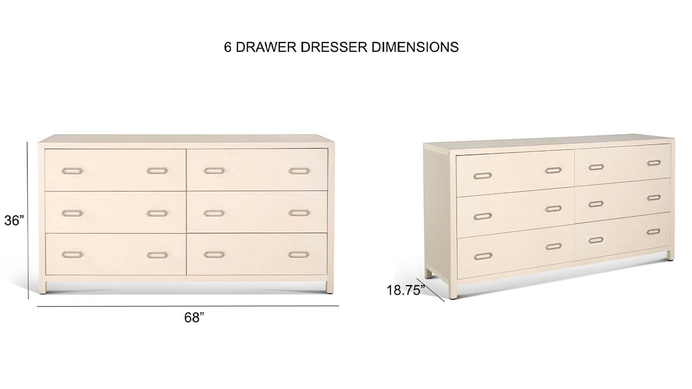 raffia six drawer dresser in natural colour dimensions of product