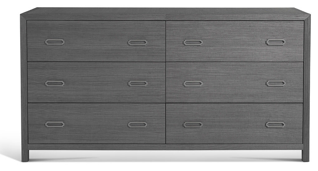 raffia six drawer dresser in gray colour front view