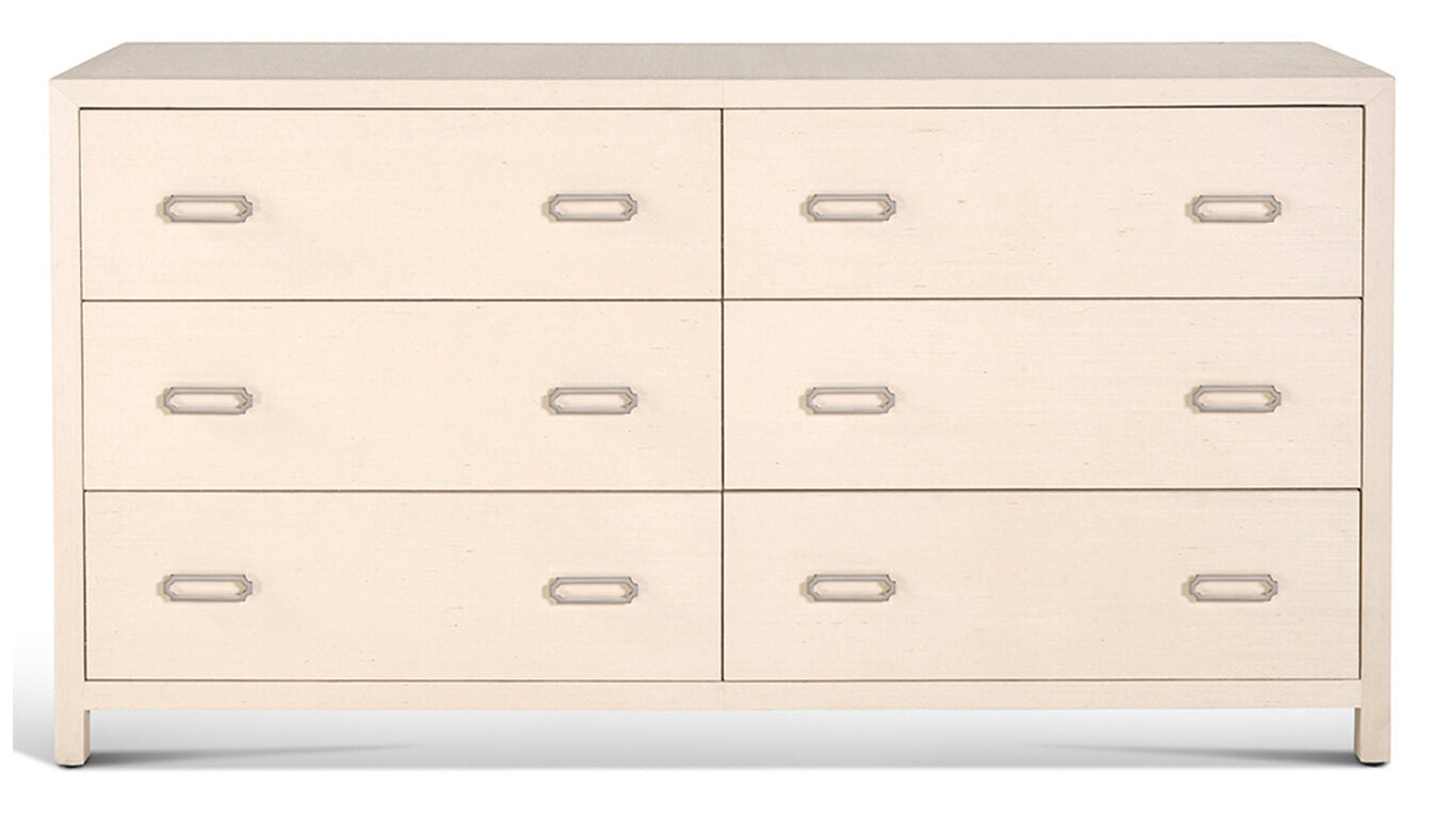 raffia six drawer dresser in natural colour front view