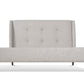 Upholstered Bed in gray color with buttoned headboard front view