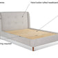 Upholstered Bed in gray color features and benefits diagram