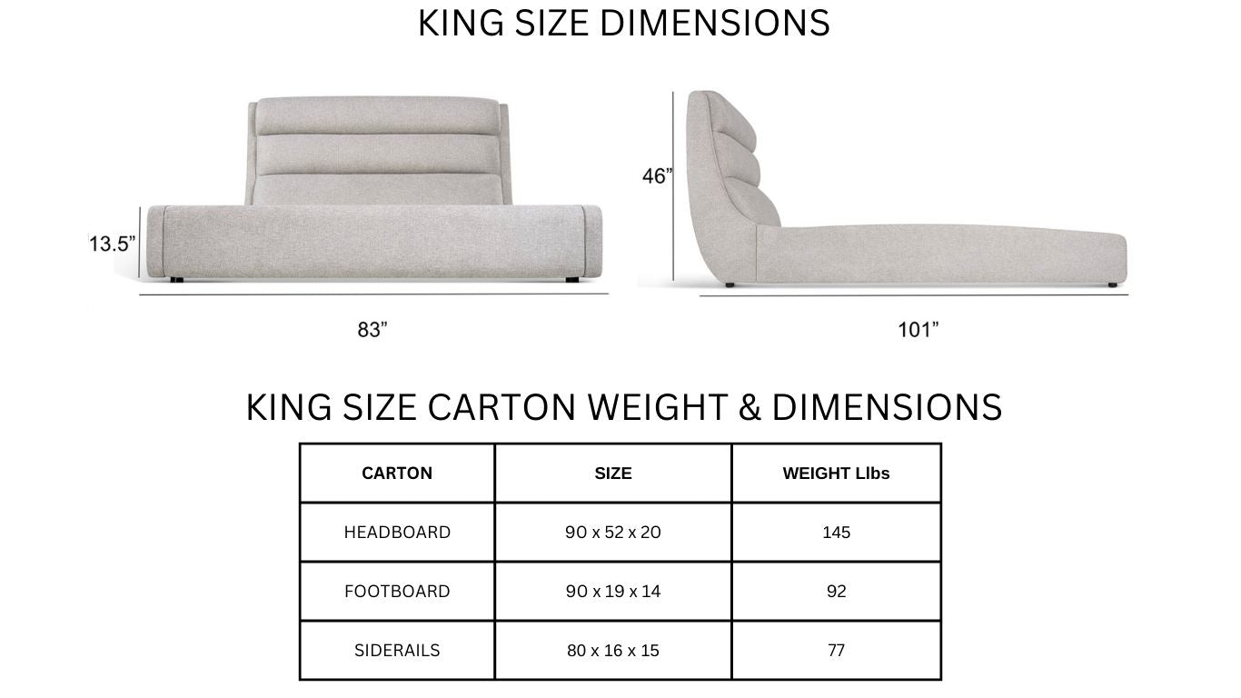 shows king size upholstered bed dimensions