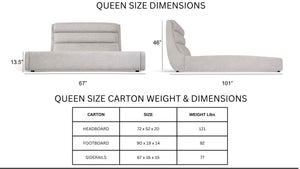 queen upholstered bed dimensions