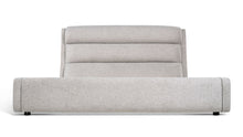 Load image into Gallery viewer, Upholstered Bed in gray color with three lumber headboard front view